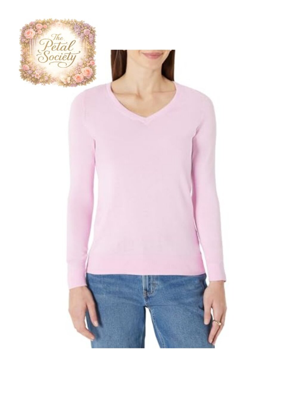 Women's Lightweight V-Neck Long Sleeve Pullover Sweater Ribbed Knit Cozy Soft